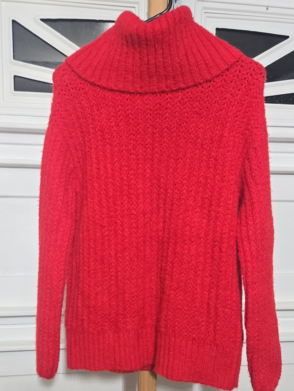 Maeve Red Cable-Knit Cowl Neck Sweater